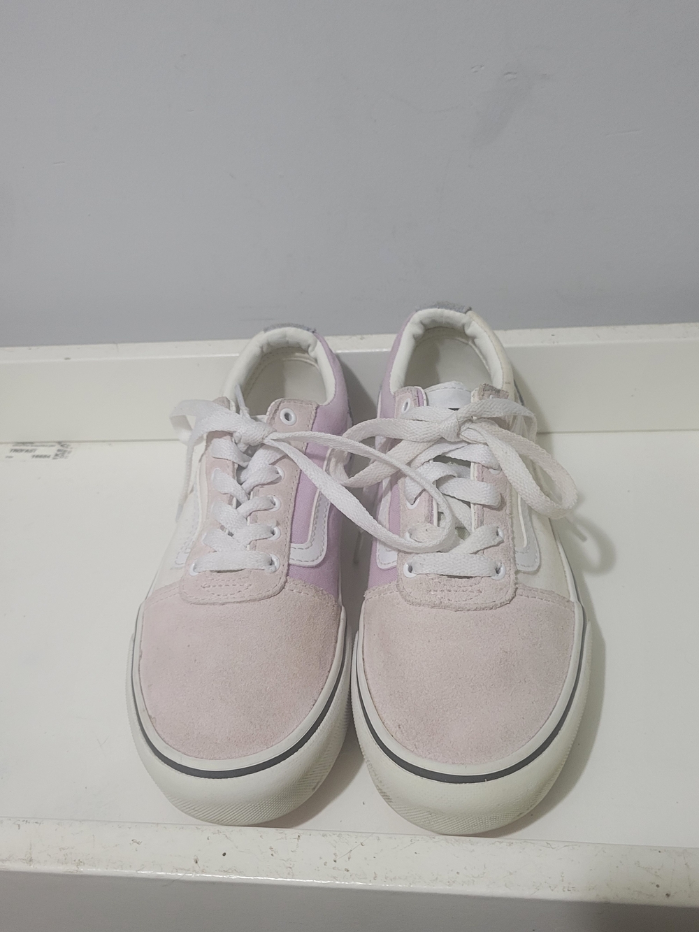 Vans Women's Pastel Pink and White Old Skool Sneakers